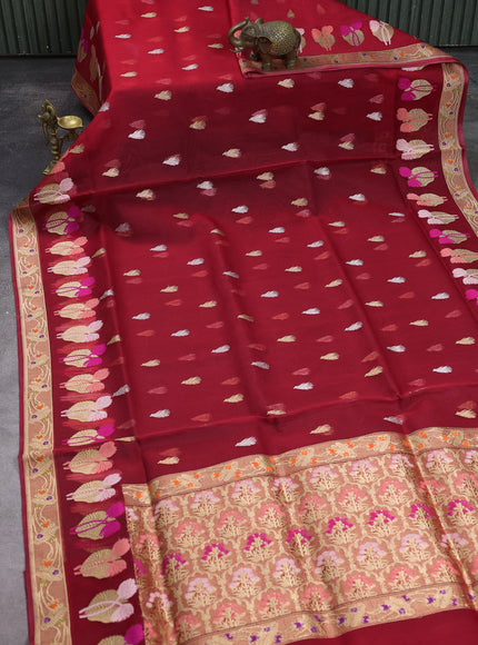 Red Banarasi Kora Saree