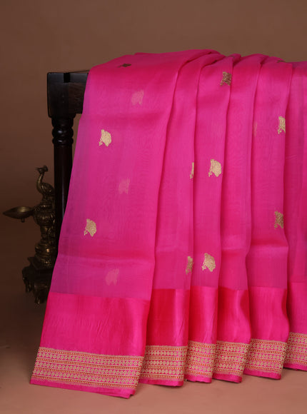 Hot Pink Banarasi Kora Saree
