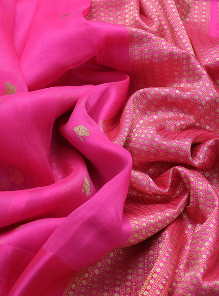 Hot Pink Banarasi Kora Saree