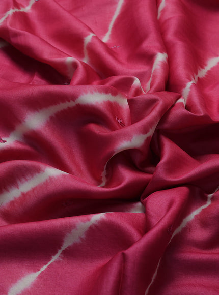 Pink - Off White Tussar Leheriya Pattern Embroidery Saree