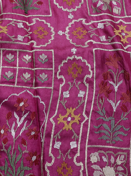 Dark Magenta Tussar Embroidery Saree