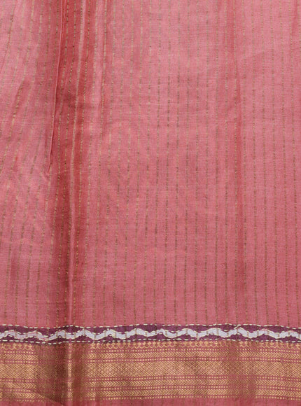 Maroon Tussar Kantha Embroidery Saree