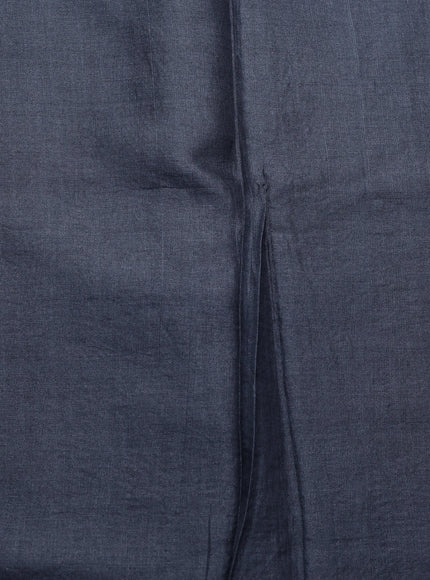 Elephant Grey Tussar Kantha Embroidery Saree