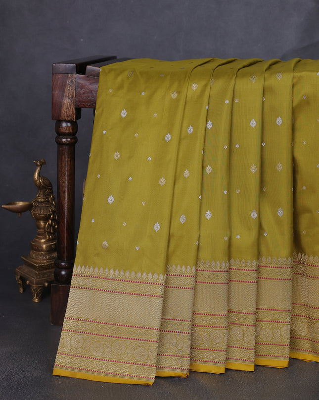 Lime Green Banarasi Silk Saree