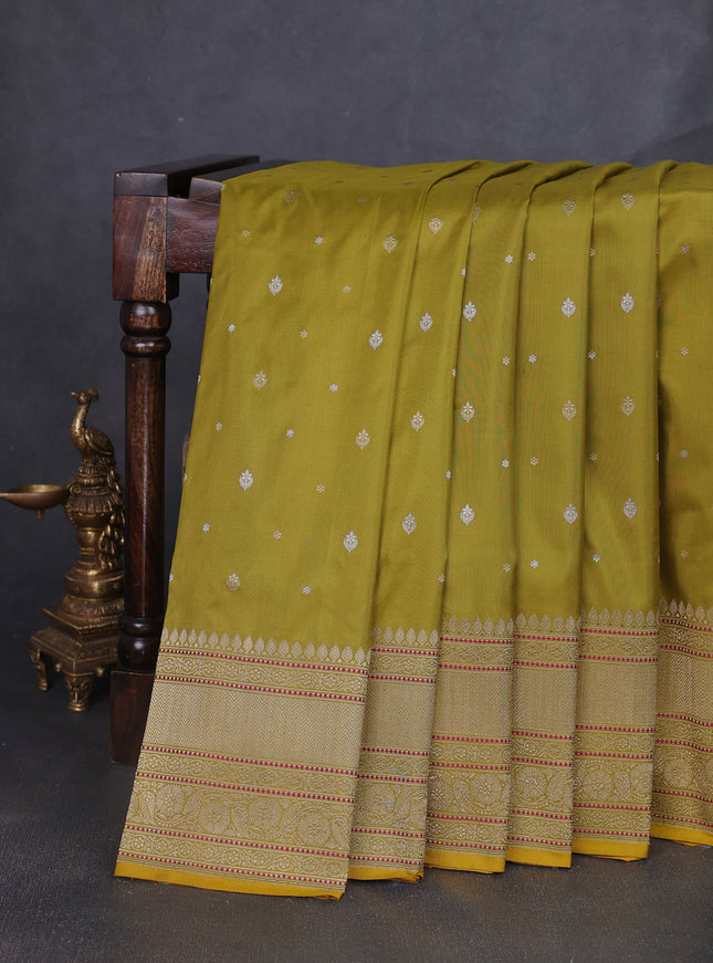 Lime Green Banarasi Silk Saree