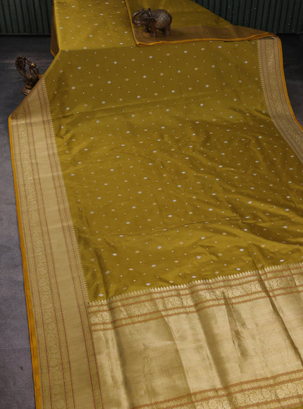 Lime Green Banarasi Silk Saree