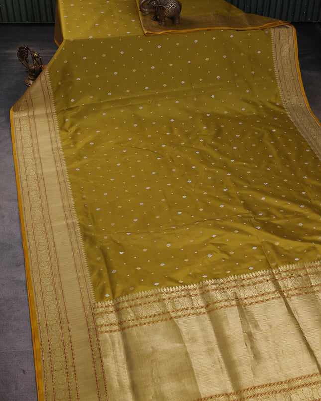 Lime Green Banarasi Silk Saree