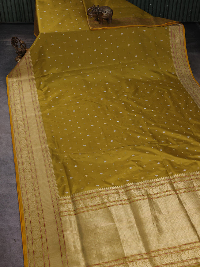Lime Green Banarasi Silk Saree