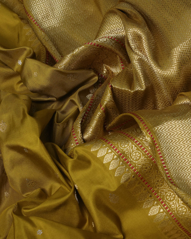 Lime Green Banarasi Silk Saree