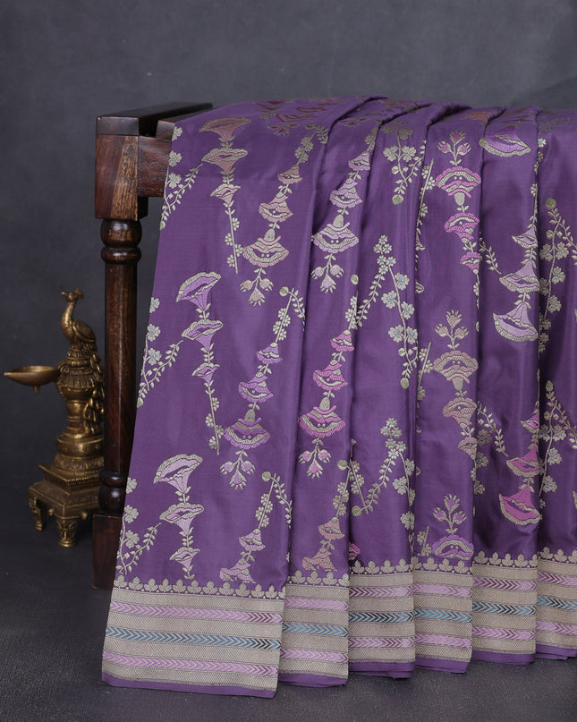 Lavender Banarasi Silk Saree