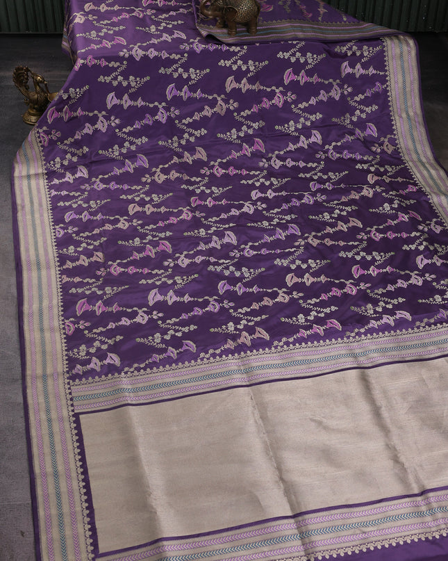 Lavender Banarasi Silk Saree