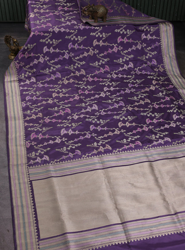 Lavender Banarasi Silk Saree
