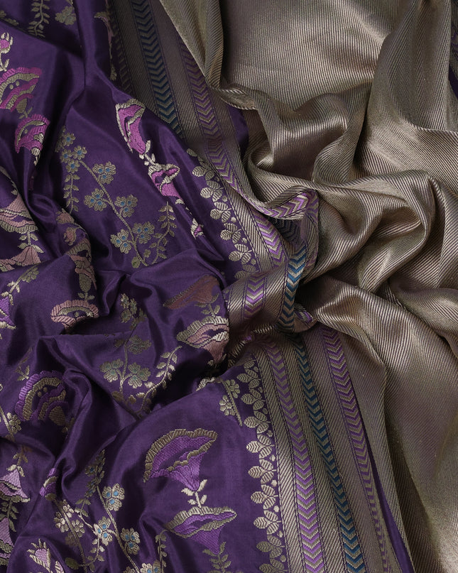 Lavender Banarasi Silk Saree