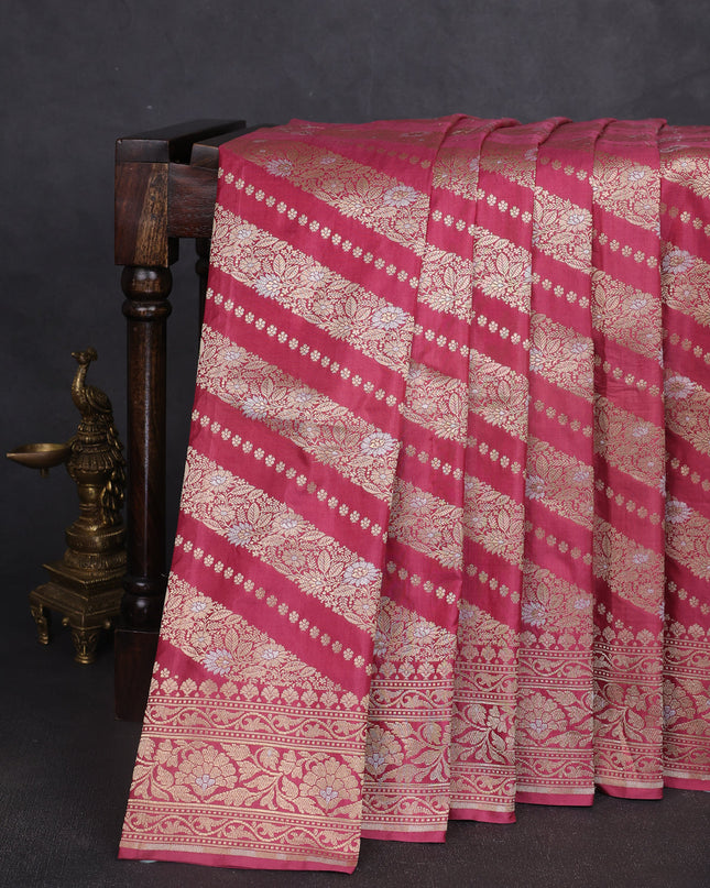 Dark Peach Banarasi Fekwa Silk Saree