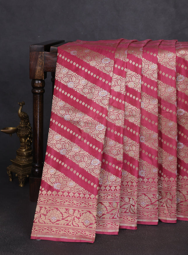 Dark Peach Banarasi Fekwa Silk Saree