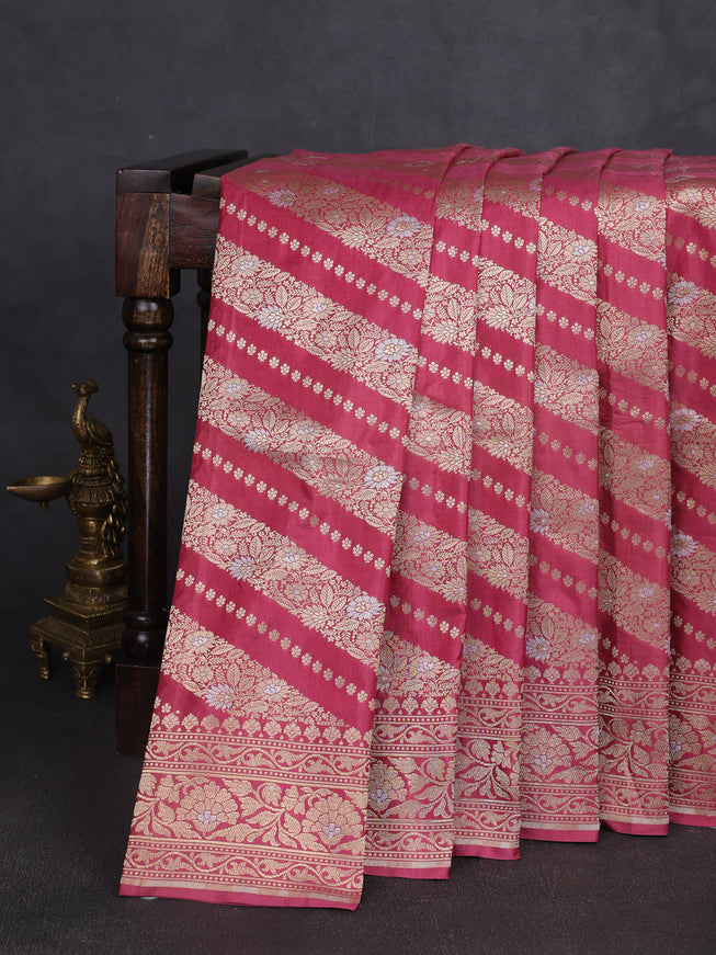 Dark Peach Banarasi Fekwa Silk Saree