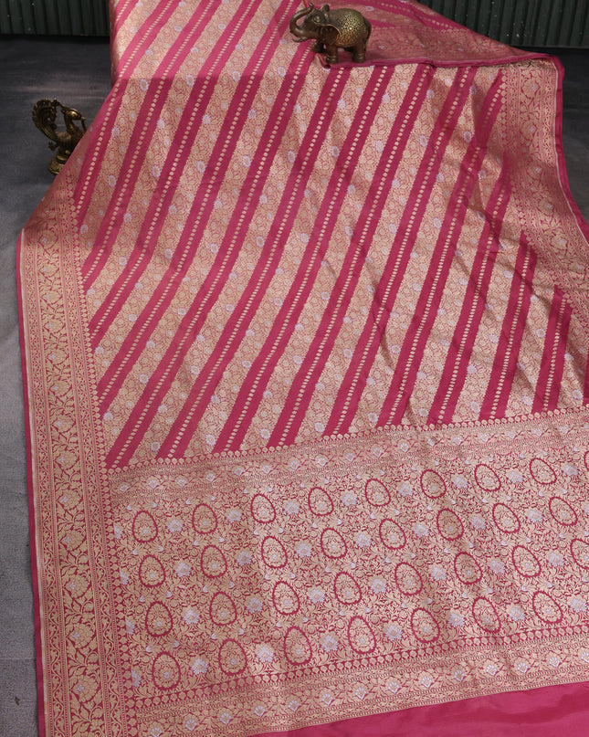Dark Peach Banarasi Fekwa Silk Saree