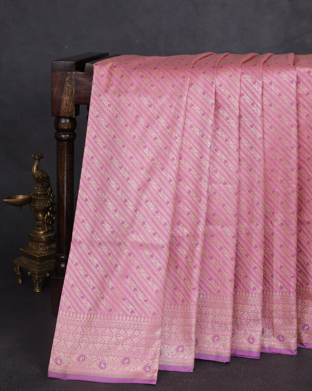 Light Pink - Lilac Banarasi Fekwa Silk Saree