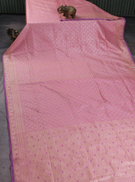Light Pink - Lilac Banarasi Fekwa Silk Saree
