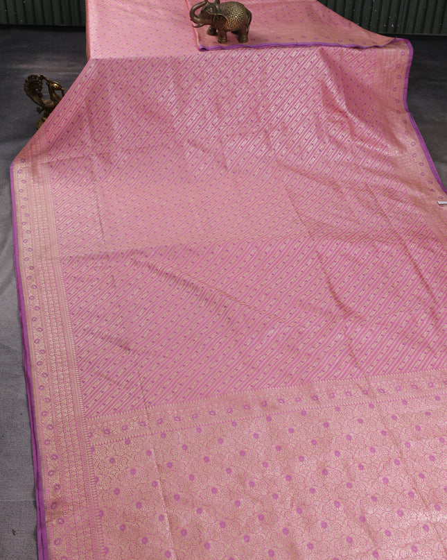 Light Pink - Lilac Banarasi Fekwa Silk Saree