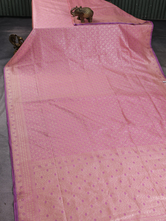 Light Pink - Lilac Banarasi Fekwa Silk Saree