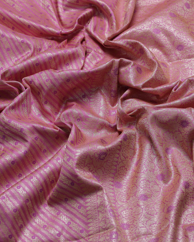 Light Pink - Lilac Banarasi Fekwa Silk Saree