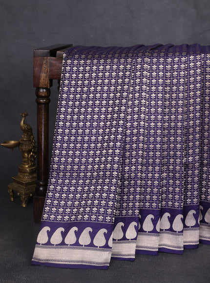 Navy Blue Banarasi Fekwa Silk Saree