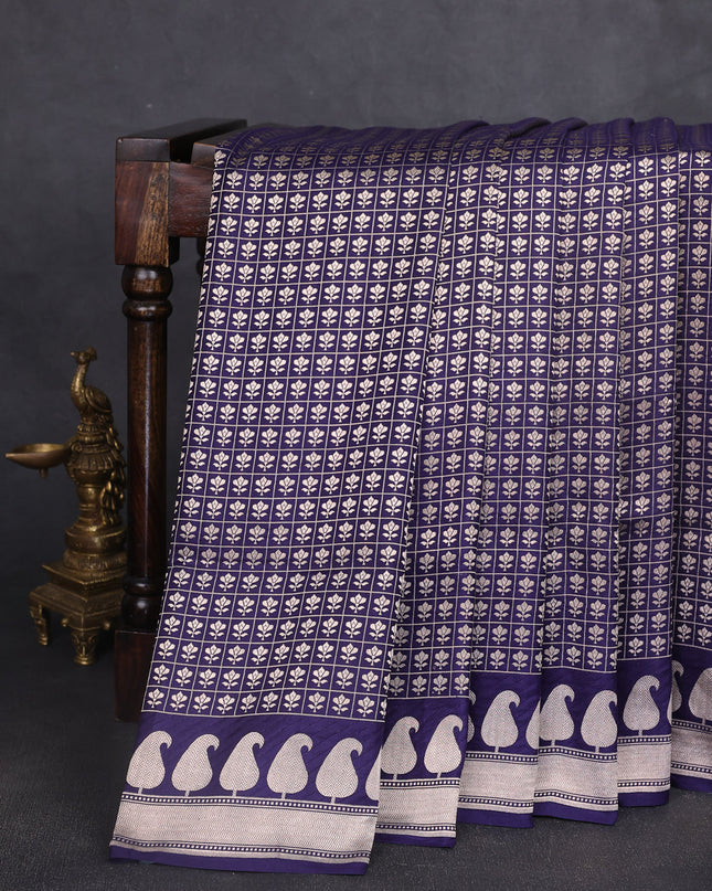 Navy Blue Banarasi Fekwa Silk Saree