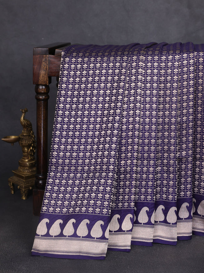 Navy Blue Banarasi Fekwa Silk Saree