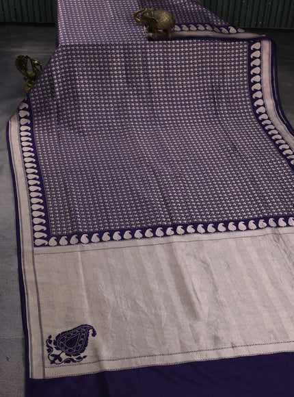 Navy Blue Banarasi Fekwa Silk Saree