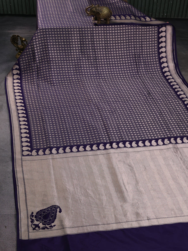 Navy Blue Banarasi Fekwa Silk Saree