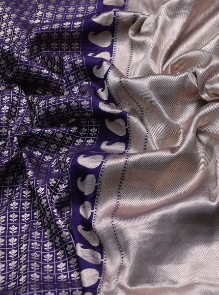 Navy Blue Banarasi Fekwa Silk Saree