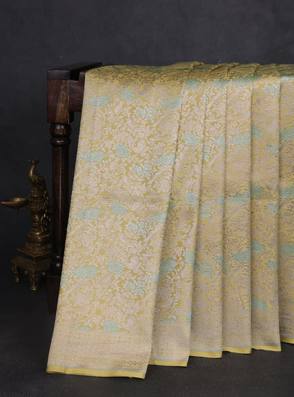 Pale Yellow Banarasi Fekwa Silk Saree