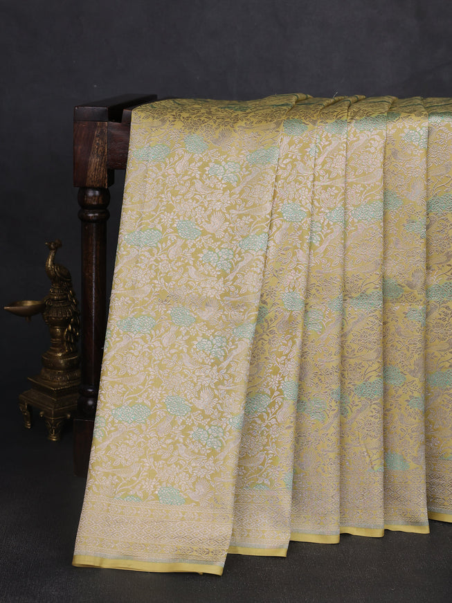 Pale Yellow Banarasi Fekwa Silk Saree
