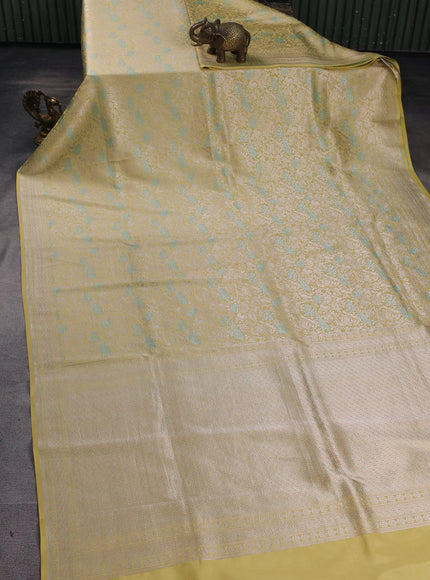 Pale Yellow Banarasi Fekwa Silk Saree
