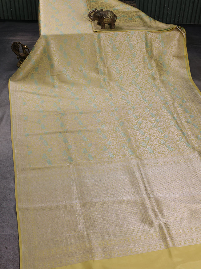 Pale Yellow Banarasi Fekwa Silk Saree