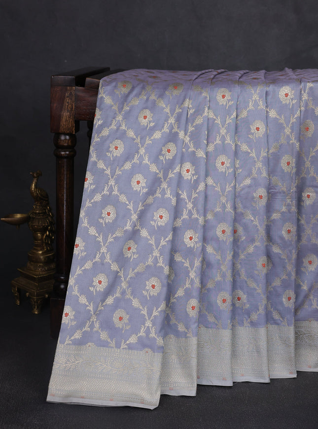 Grey Banarasi Fekwa Silk Saree