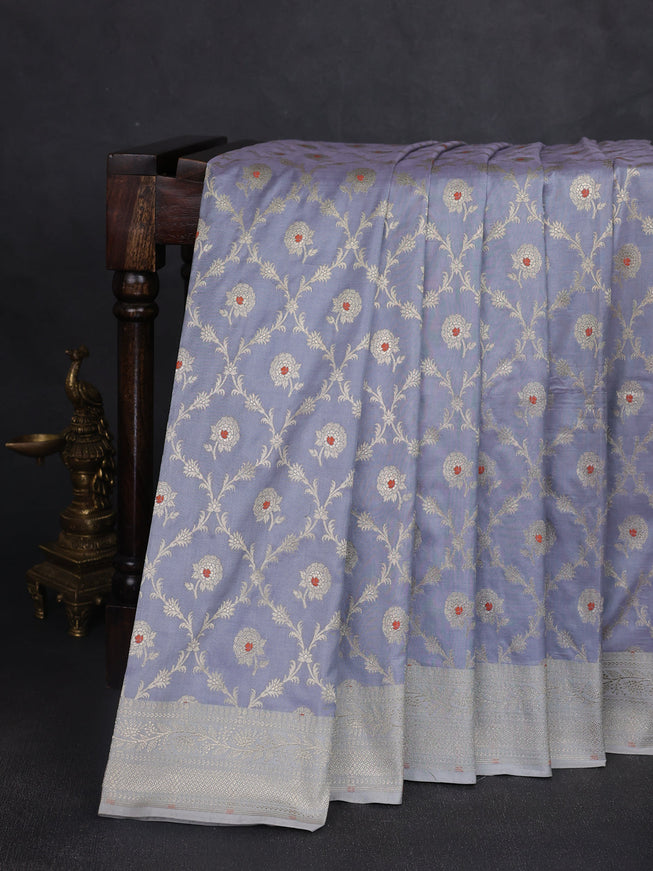 Grey Banarasi Fekwa Silk Saree
