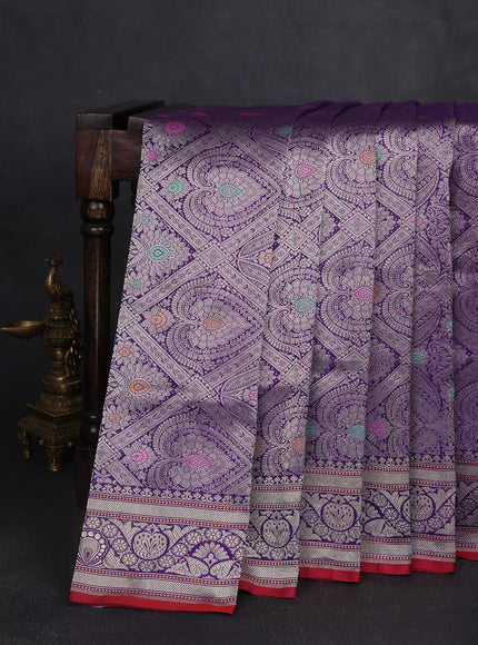 Purple Banarasi Fekwa Silk Saree