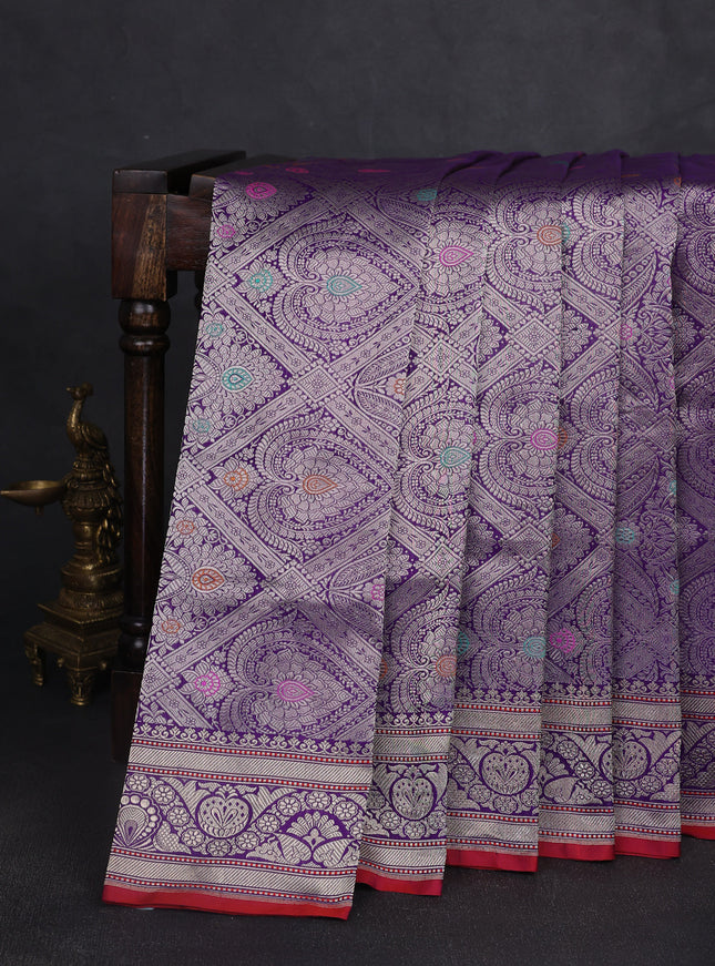 Purple Banarasi Fekwa Silk Saree