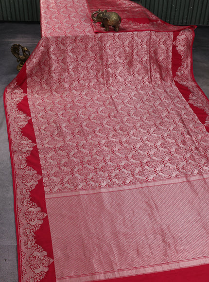 Tomato Pink Banarasi Fekwa Silk Saree