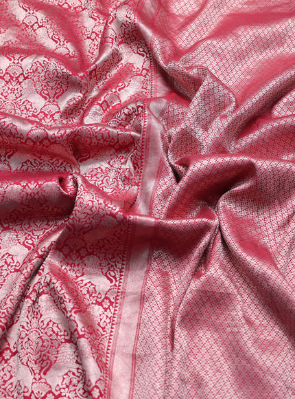 Tomato Pink Banarasi Fekwa Silk Saree