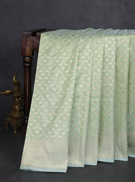 Pista Green Banarasi Fekwa Silk Saree