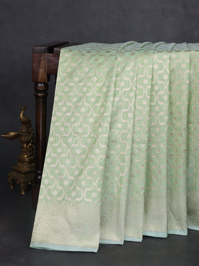 Pista Green Banarasi Fekwa Silk Saree