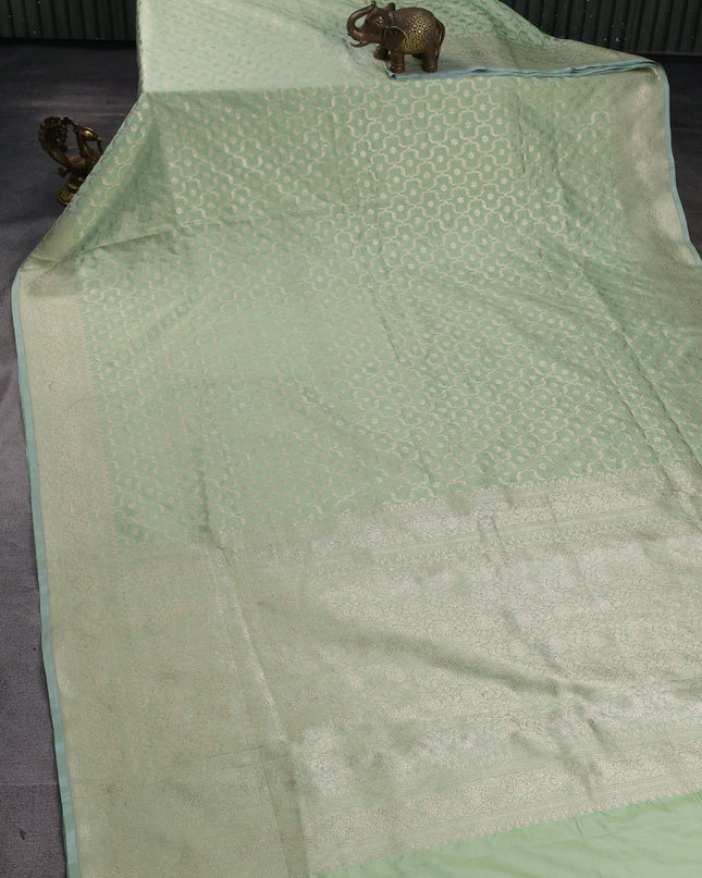 Pista Green Banarasi Fekwa Silk Saree
