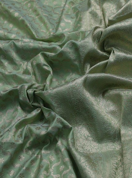 Pista Green Banarasi Fekwa Silk Saree