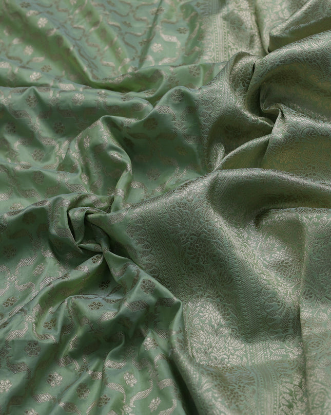 Pista Green Banarasi Fekwa Silk Saree