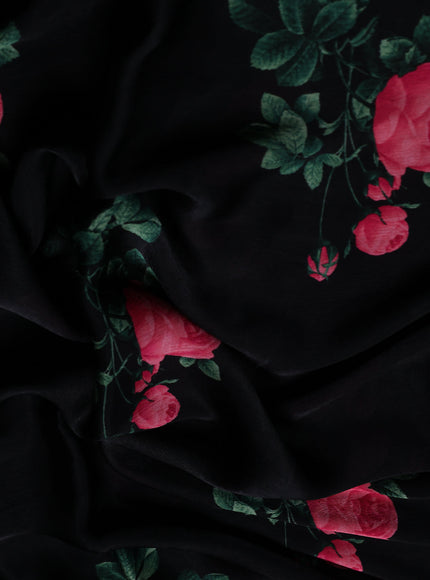 Black Crepe Embroidery Saree