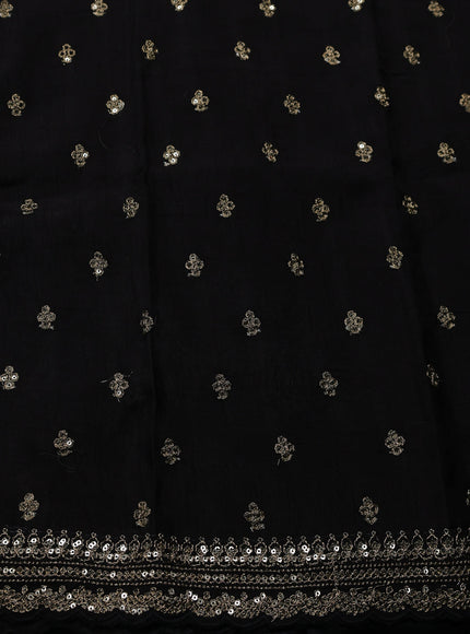 Black Crepe Embroidery Saree