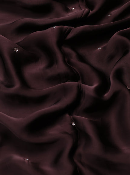 Brown Satin Crepe Designer Saree With Sequins Readymade Blouse